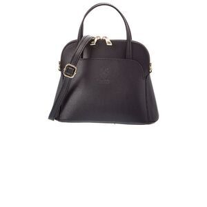 Italian Leather Serena Leather Top Handle Bag, Black